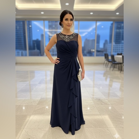 Alex Evenings - Elegant Navy Blue Evening/ Wedding Gown - Picture 1 of 6